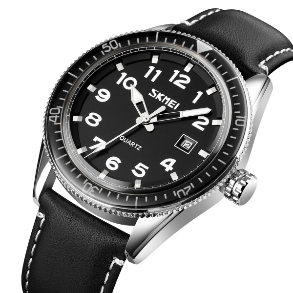 Годинник наручний Skmei 9232LSIBK Silver-Black Leather