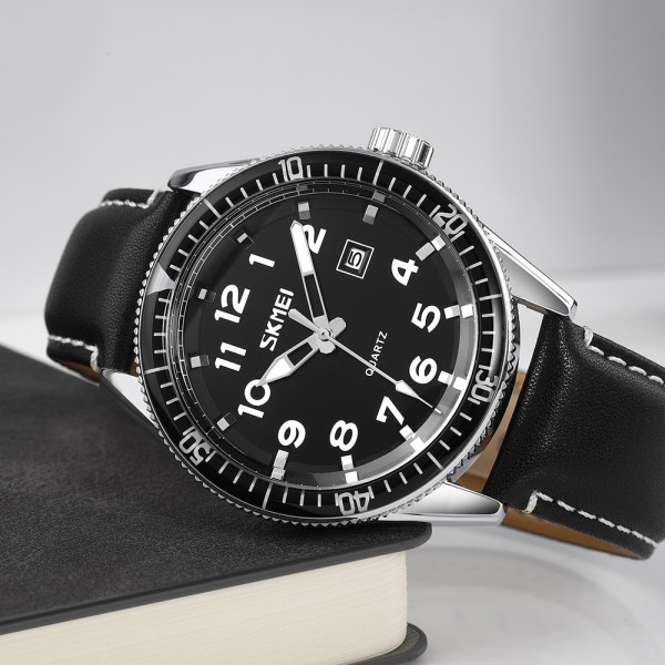Годинник наручний Skmei 9232LSIBK Silver-Black Leather