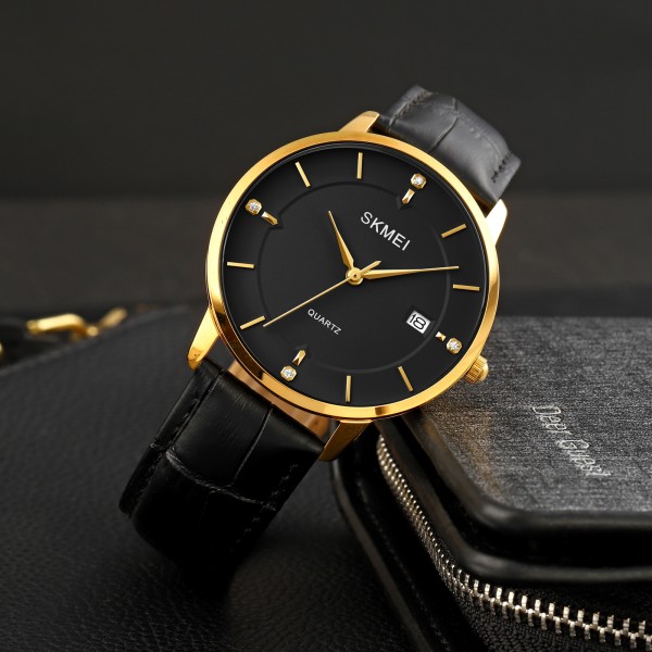 Годинник наручний Skmei 1801LGDBK Gold-Black Leather