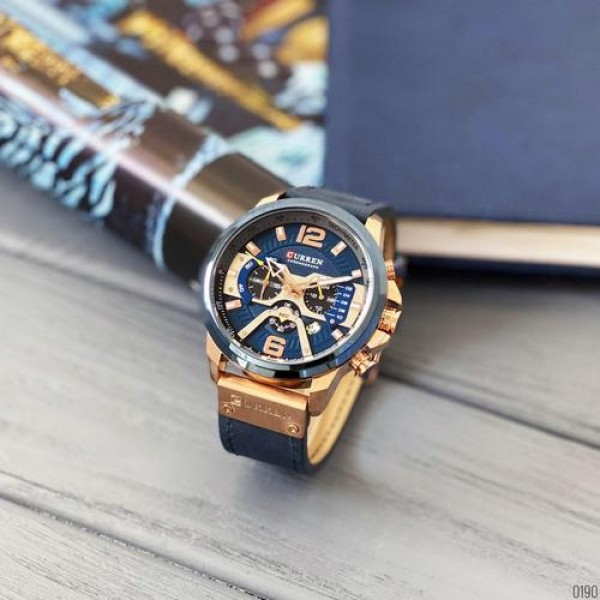 Годинник наручний Curren 8329 Blue-Gold
