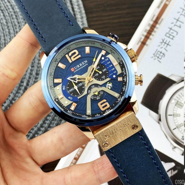 Годинник наручний Curren 8329 Blue-Gold