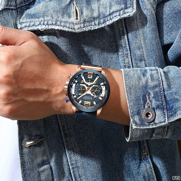 Годинник наручний Curren 8329 Blue-Gold