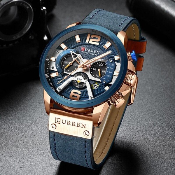 Годинник наручний Curren 8329 Blue-Gold