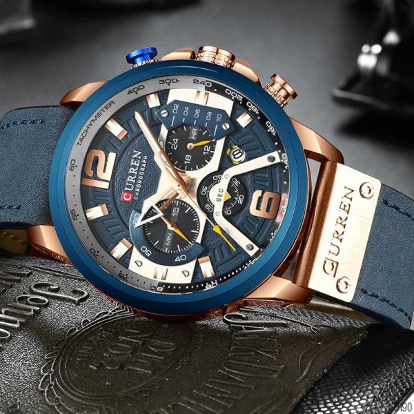 Годинник наручний Curren 8329 Blue-Gold