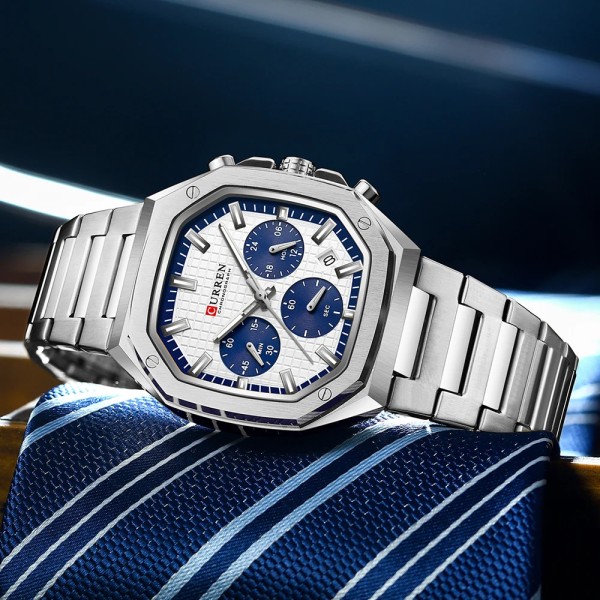 Годинник наручний Curren 8459 Silver-White