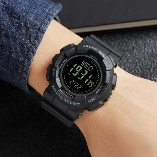 Годинник наручний Skmei 2077BK Black+Compass