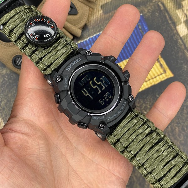 Годинник наручний Skmei 1356AGPK Army Green Tactic Compass