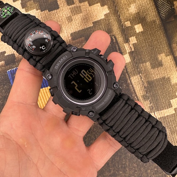 Годинник наручний Skmei 1356BK Black Tactic Compass