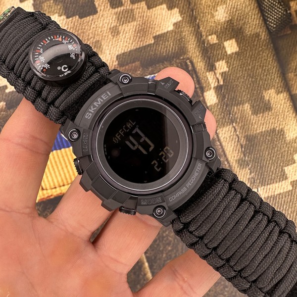 Годинник наручний Skmei 1356BK Black Tactic Compass