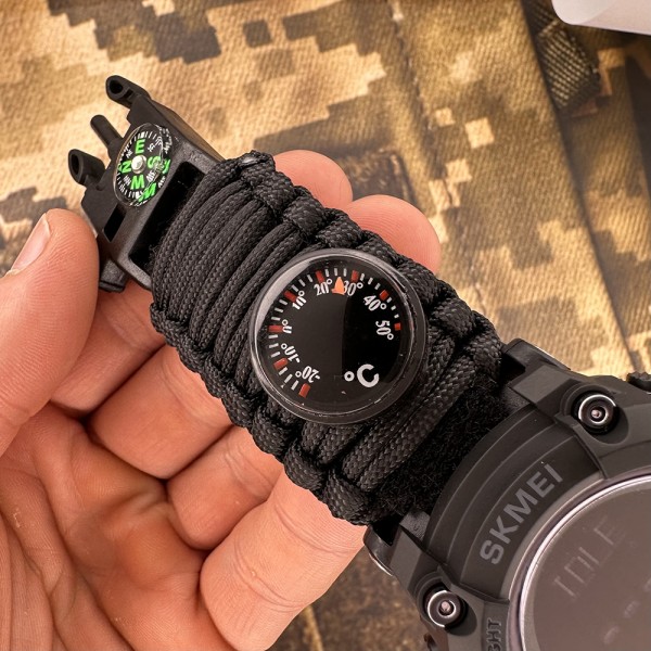 Годинник наручний Skmei 1356BK Black Tactic Compass
