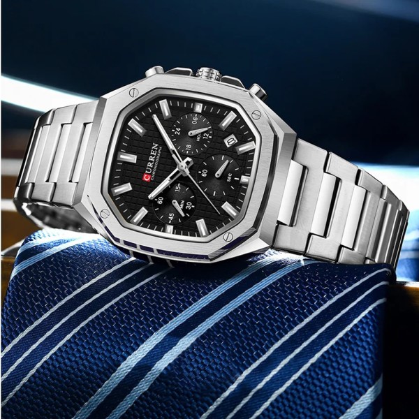 Годинник наручний Curren 8459 Silver-Black