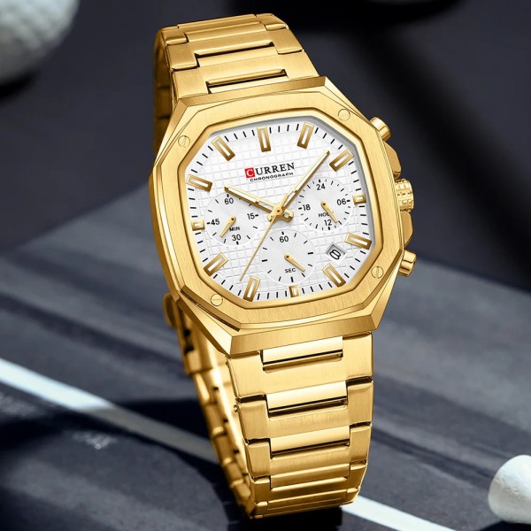 Годинник наручний Curren 8459 Gold-White