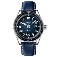Часы наручные Skmei 9232LSIBU Silver-Blue-Leather Strap