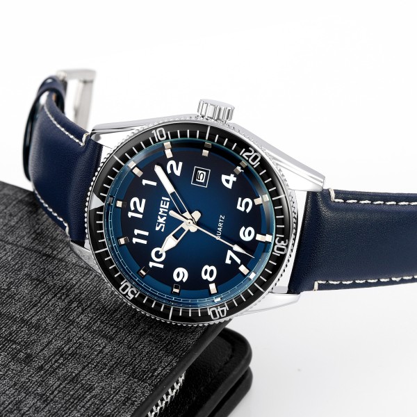 Годинник наручний Skmei 9232LSIBU Silver-Blue-Leather Strap