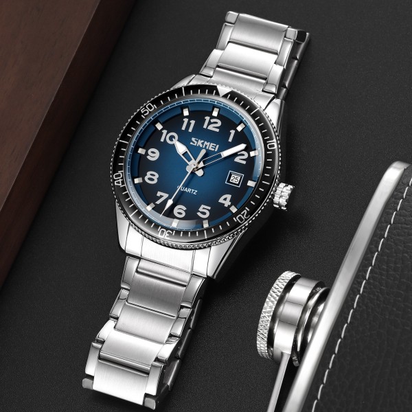 Годинник наручний Skmei 9232SSIBU Silver/blue-steel strap