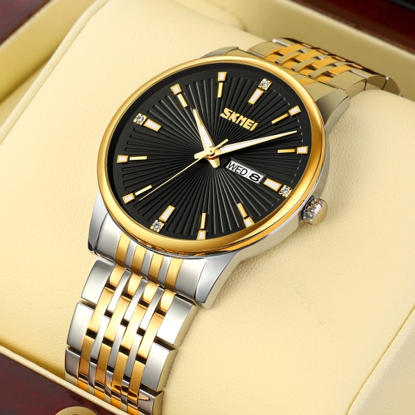 Годинник наручний Skmei 9323TGDBK Silver/Gold-Black