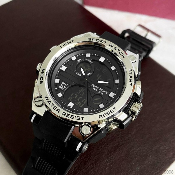 Годинник наручний Sanda 739 Black-Silver