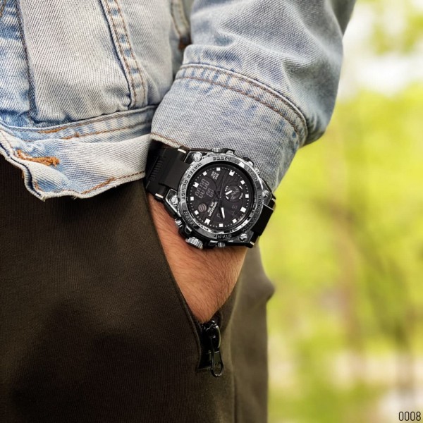 Годинник наручний Sanda 739 Black-Silver
