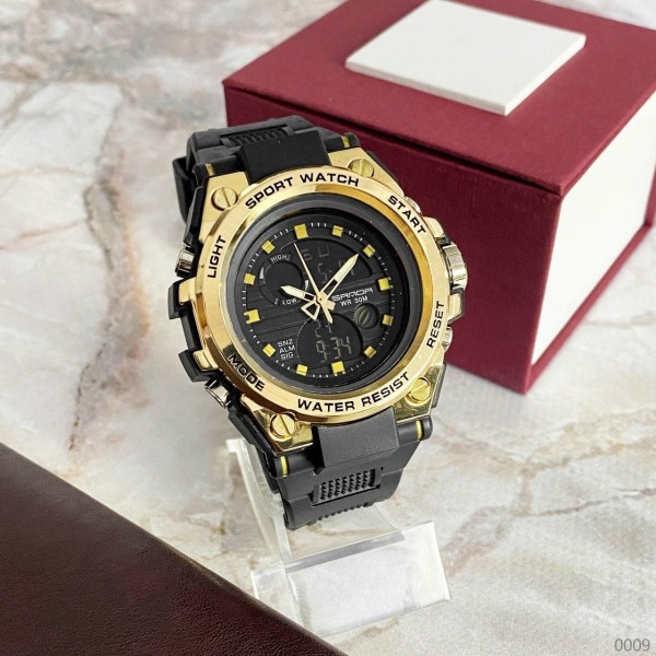 Годинник наручний Sanda 739 Black-Gold