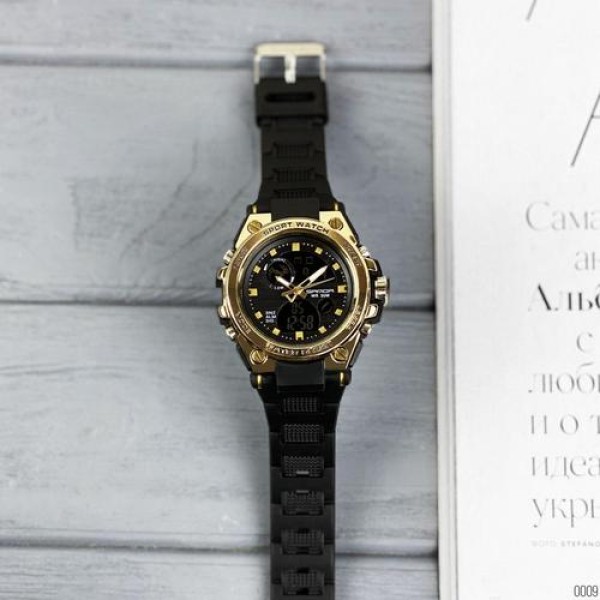 Годинник наручний Sanda 739 Black-Gold