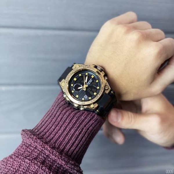 Годинник наручний Sanda 739 Black-Gold