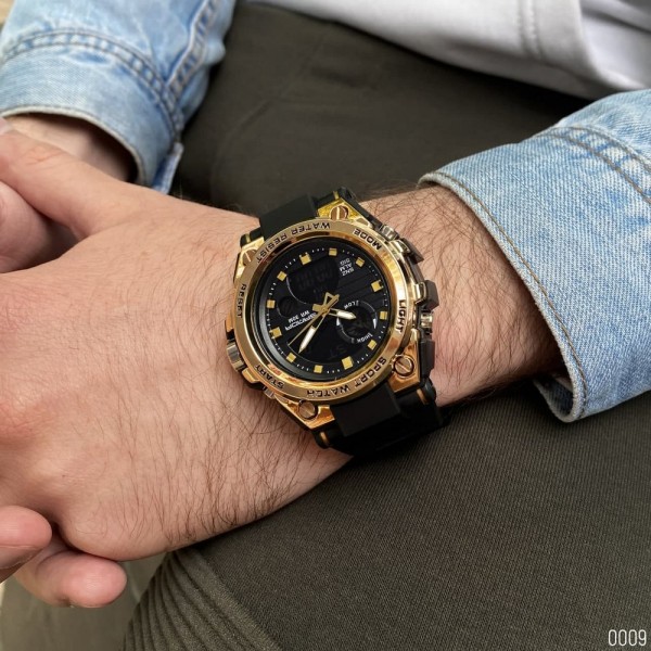 Годинник наручний Sanda 739 Black-Gold