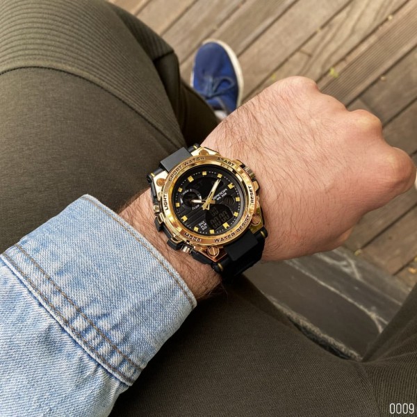 Годинник наручний Sanda 739 Black-Gold