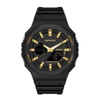 Годинник наручний Sanda 6016 Black-Gold
