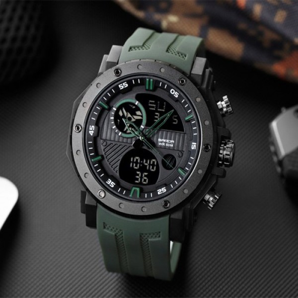 Годинник наручний Sanda 6012 Green-Black