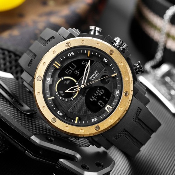 Годинник наручний Sanda 6012 Black-Gold