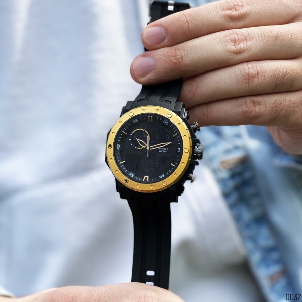 Годинник наручний Sanda 6012 Black-Gold