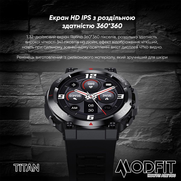 Смарт-годинник Modfit Titan Black-Gold 35 мм.
