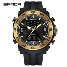 Годинник наручний Sanda 6029 Black-Gold
