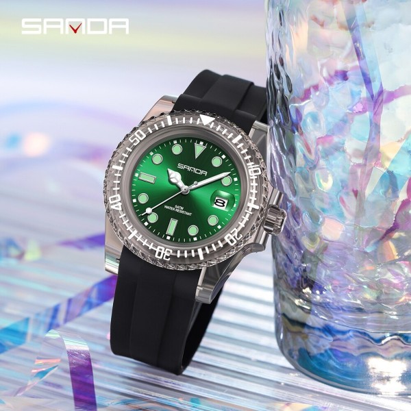 Годинник наручний Sanda 9007 Black-Green