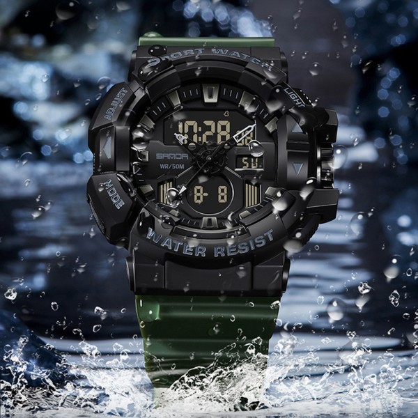 Годинник наручний Sanda 3129 Black-Green