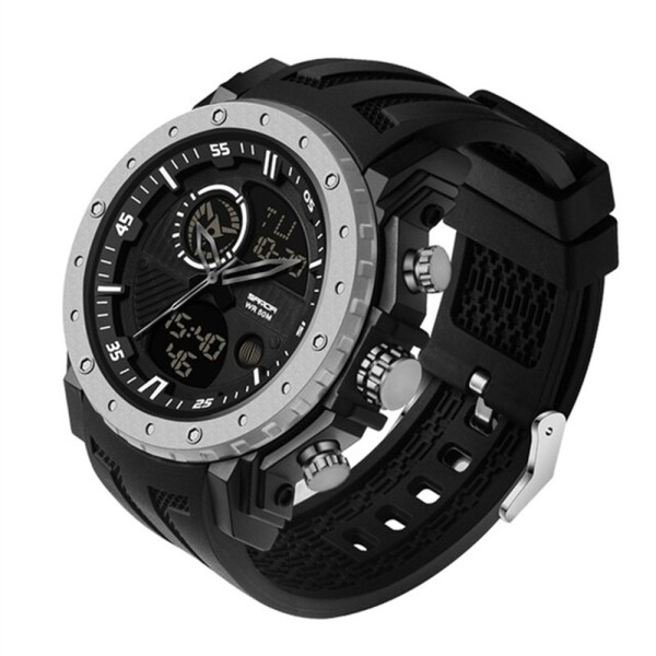 Годинник наручний Sanda 6012 Black-Silver