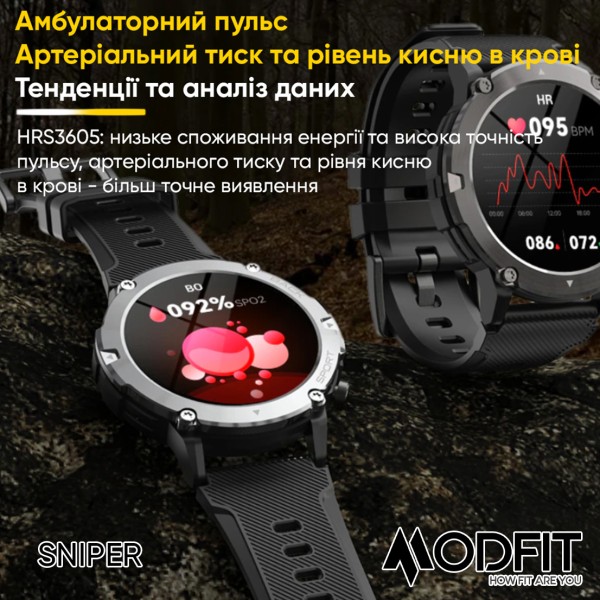Смарт-годинник Modfit Sniper All Black 36 мм.
