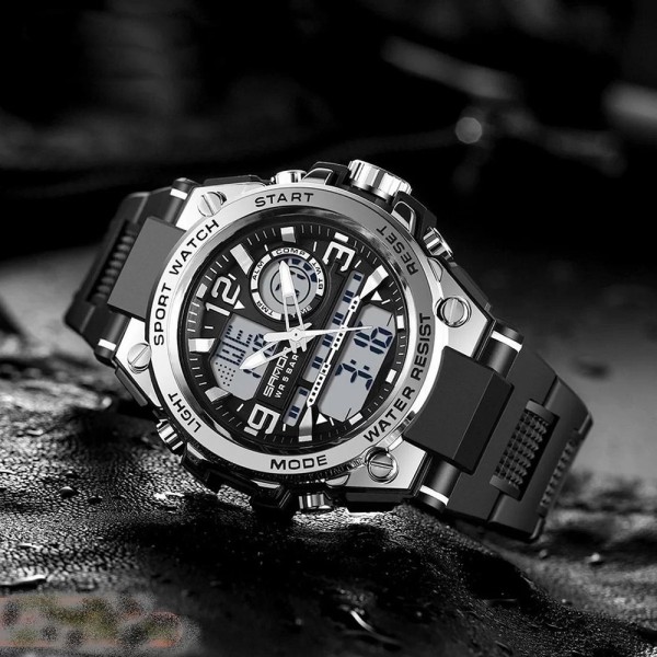Годинник наручний Sanda 6024 Black-Silver