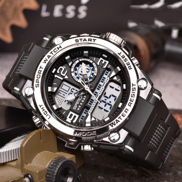 Годинник наручний Sanda 6024 Black-Silver