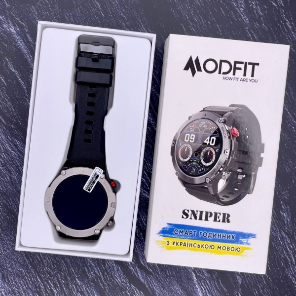 Смарт-годинник Modfit Sniper Black-Silver 36 мм.