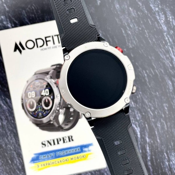 Смарт-годинник Modfit Sniper Black-Silver 36 мм.