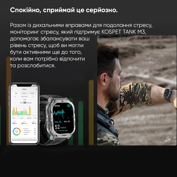 Смарт-годинник Kospet TANK M3 Silver