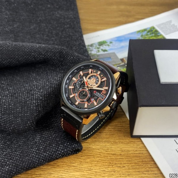 Curren 8380 Black-Cuprum-Dark Brown