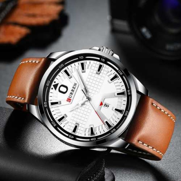 Curren 8379 Silver-White-Brown