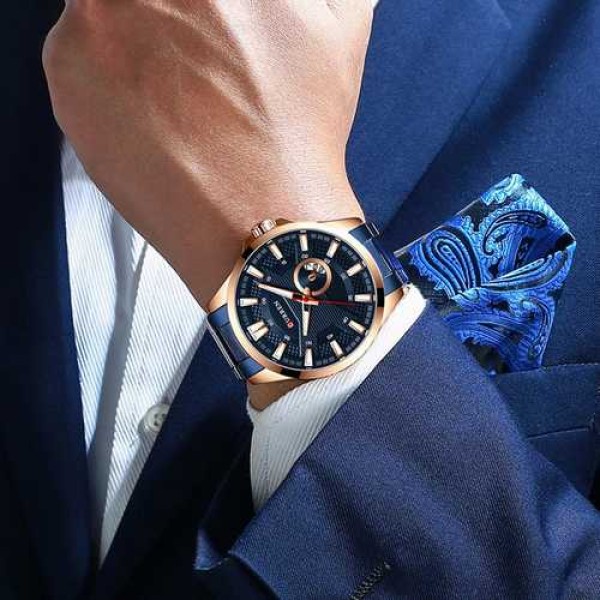 Годинник наручний Curren 8372 Blue-Cuprum