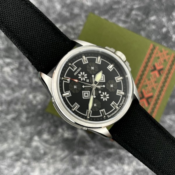 Awarder Embroidery Silver-Army Green Black Battery 10ATM