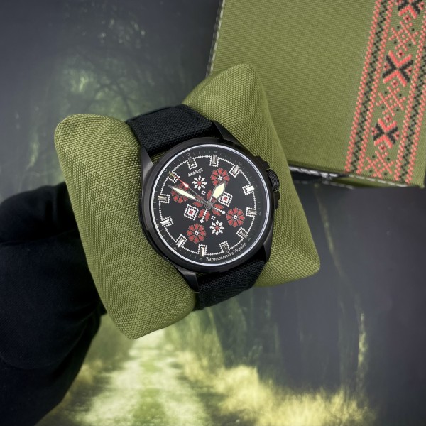Awarder Embroidery Black-Red Black Battery 10ATM