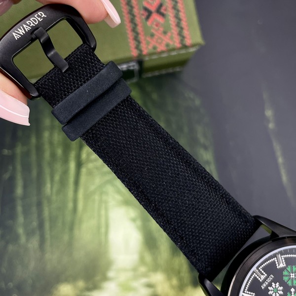 Awarder Embroidery Black-Green Black Battery 10ATM