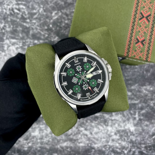 Awarder Embroidery Silver-Green Black Automatic 10ATM