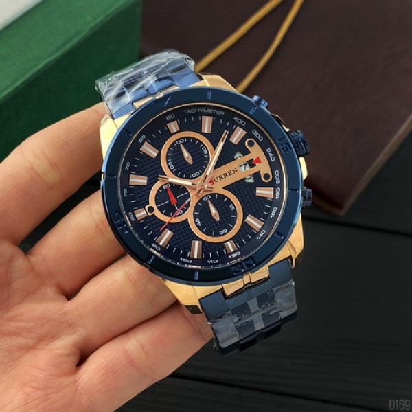 Годинник наручний Curren 8337 Blue-Cuprum